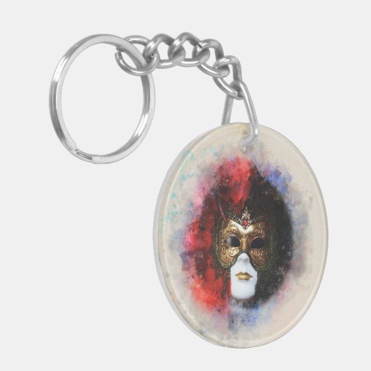 ベニスエレガントカーニバルマスクキーチェーン – タイムレス キーホルダー (正面左)