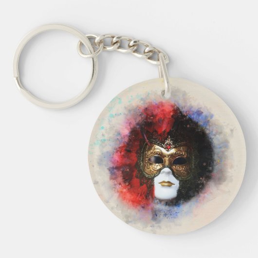 ベニスエレガントカーニバルマスクキーチェーン – タイムレス キーホルダー (正面)