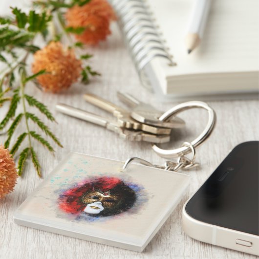 ベニスエレガントカーニバルマスクキーチェーン – タイムレス キーホルダー (正面右)