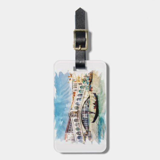 ベニスパーソナライズされたイタリア旅行アートウォーターカラー ラゲッジタグ (正面縦)