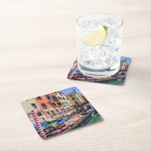 ベニス伝統的のゴンドラ スクエアペーパーコースター (インサイチュ)