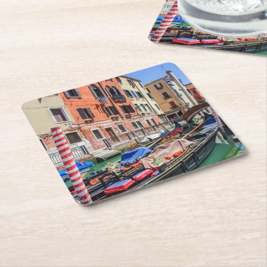 ベニス伝統的のゴンドラ スクエアペーパーコースター (アングル)