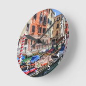 ベニス伝統的ゴンドラ ラウンド壁時計 (傾斜)