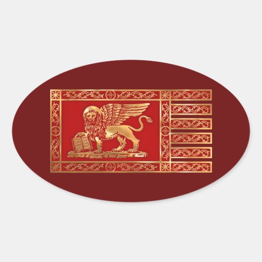 ベニス国旗 楕円形シール (正面)