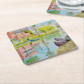 ベニス色 スクエアペーパーコースター (アングル)