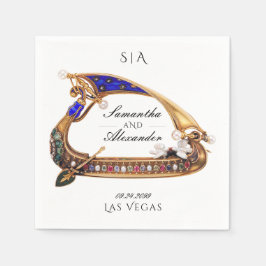 ベニス華美ゴンドラブラック&ホワイト結婚ズ スタンダードカクテルナプキン