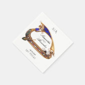 ベニス華美ゴンドラブラック&ホワイト結婚ズ スタンダードカクテルナプキン (角)