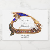 ベニス華美ゴンドラブラック&ホワイト結婚ズ スパークリングワインラベル (シングルラベル)