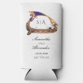 ベニス華美ゴンドラブラック&ホワイト結婚ズ スリム缶クーラー (正面)