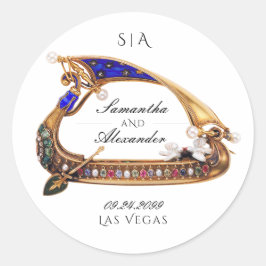 ベニス華美ゴンドラブラック&ホワイト結婚ズ ラウンドシール