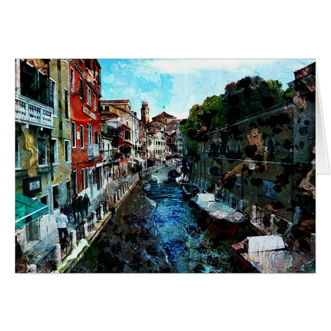 ベニス運河のイタリアの芸術カード (正面横)