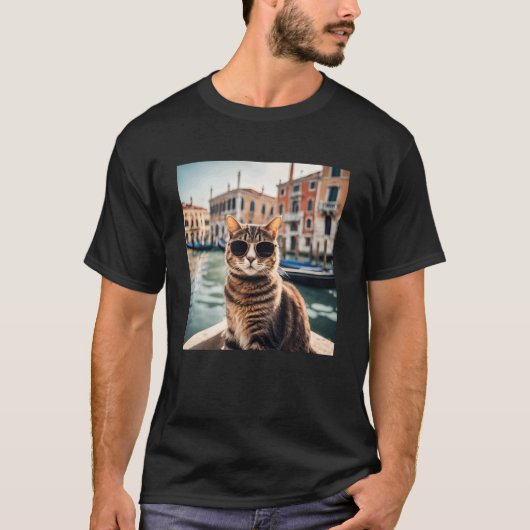 ベニス運河の猫 Tシャツ (正面)