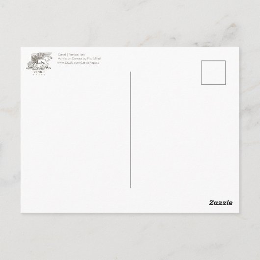 ベニス運河の船 |ベニス,イタリアはがき ポストカード (裏面)