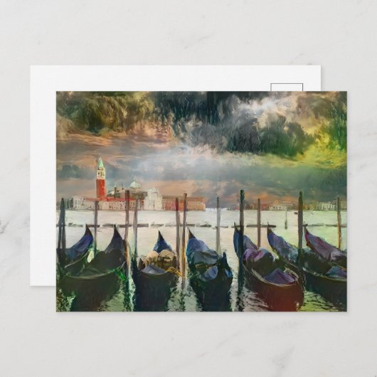 ベニス運河絵画のはがき ポストカード (正面/裏面)