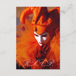 ベニス風のマスクRSVPカード 出欠カード