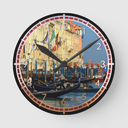 ベニス風のgondoliers ラウンド壁時計 (正面)