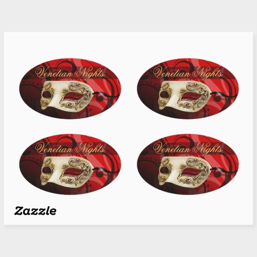 ベニス風夜仮面舞踏会のパーティー 楕円形シール (シート)