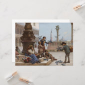 ベニス食べ物を与えの子ども鳩(by Paoletti) カード (正面/裏面インサイチュ)