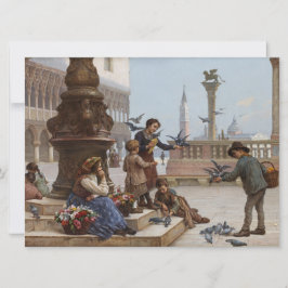 ベニス食べ物を与えの子ども鳩(by Paoletti) カード