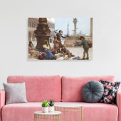 ベニス食べ物を与えの子ども鳩(by Paoletti) キャンバスプリント (インサイチュ (リビング))