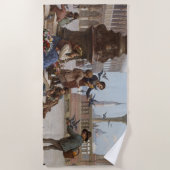 ベニス食べ物を与えの子ども鳩(by Paoletti) ビーチタオル (正面)