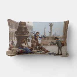 ベニス食べ物を与えの子ども鳩(by Paoletti) ランバークッション