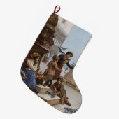ベニス食べ物を与えの子ども鳩(by Paoletti) ラージクリスマスストッキング (正面 (吊り時))