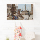 ベニス食べ物を与えの子ども鳩(by Paoletti) 横断幕 (インサイチュ)