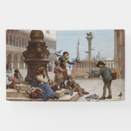 ベニス食べ物を与えの子ども鳩(by Paoletti) 横断幕