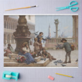 ベニス食べ物を与えの子ども鳩(by Paoletti) 薄葉紙 (クラフト)