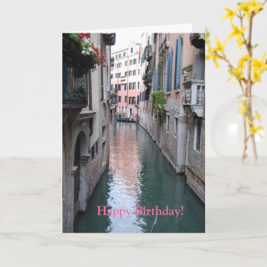 ベニス、イタリアのデザインの誕生日の挨拶状 カード (黄色い花)
