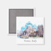 ベニス、イタリアイラストレーション マグネット (正面/裏面)