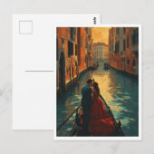 ベニス イタリア ラバーズ ゴンドラ カナル ロマンチック カラー ポストカード (正面/裏面)