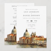 ベニス スカイライン 水彩 オールインワン ウェディング 招待状 (正面/裏面)