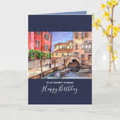 ベニス – ペン&ウォッシュウォーターカラー カード (黄色い花)