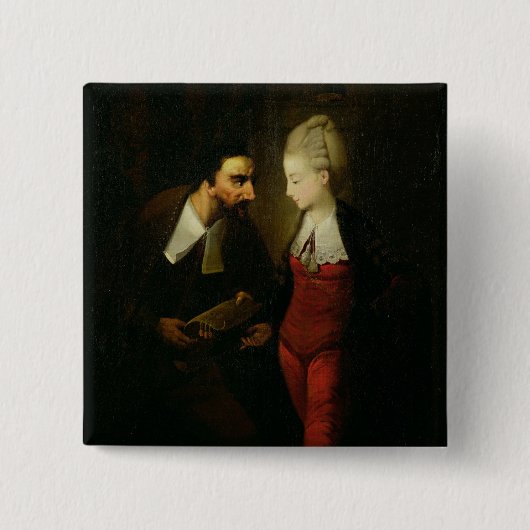 「ベニス」Aの商人からのPortiaそしてShylock 缶バッジ (正面)