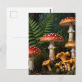 ベニテングタケの森の植物画 ポストカード (正面/裏面)