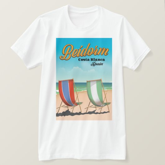 ベニドルムのビーチ旅行ポスター Tシャツ (デザイン正面)