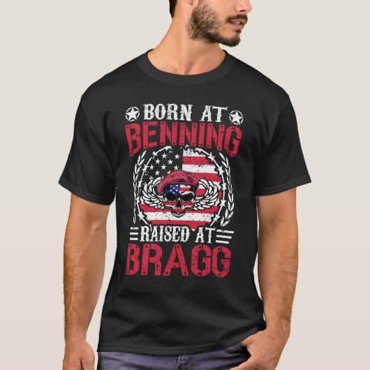 ベニングで生まれブラッグで育った軍の退役軍人のためのギフト Tシャツ (正面)