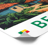 ベニンサンセットイラストレーショントラベルアートヴィンテージ ポスター (角)