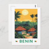 ベニンサンセットイラストレーショントラベルアートヴィンテージ ポストカード (正面/裏面)
