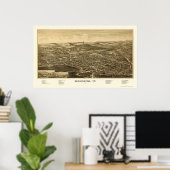 ベニントン、VTパノラママップ – 1887 ポスター (ホームオフィス)