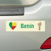 ベニン国旗ハート+地図ステッカー バンパーステッカー (車上)