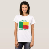 ベニン国旗+地図+テキストTシャツ Tシャツ (正面フル)