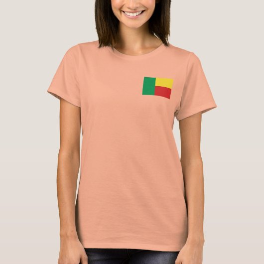 ベニン国旗+地図Tシャツ Tシャツ (正面)