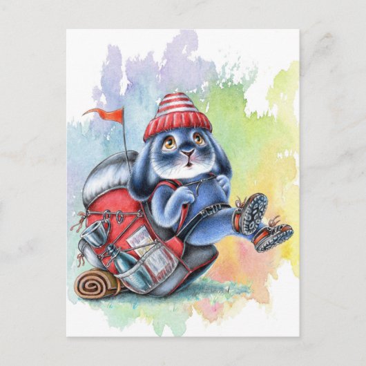 ベニーブルー – バックパックハイキングアドベンチャーポストカード ポストカード (正面)