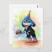 ベニー ブルー - 誕生日ケーキ ポストカード (正面/裏面)