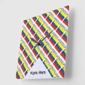 ベネズエラとベネズエラの国旗にあなたの名前が並べられた スクエア壁時計 (傾斜)