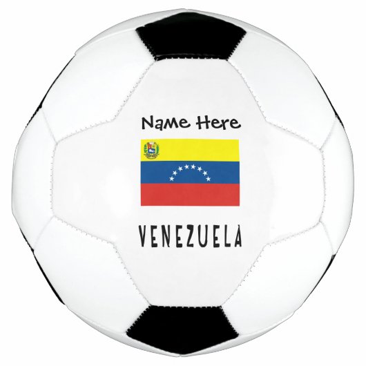 ベネズエラとベネズエラ国旗にあなたの名前を入れたソッケ サッカーボール (正面)