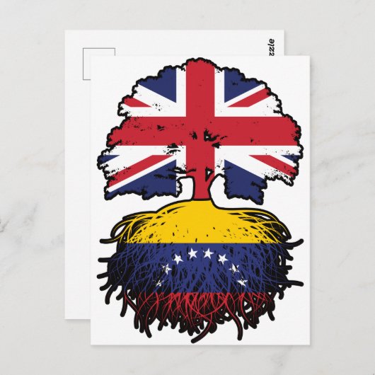 ベネズエラのベネズエラのイギリスの木のルーツ国旗 ポストカード (正面/裏面)